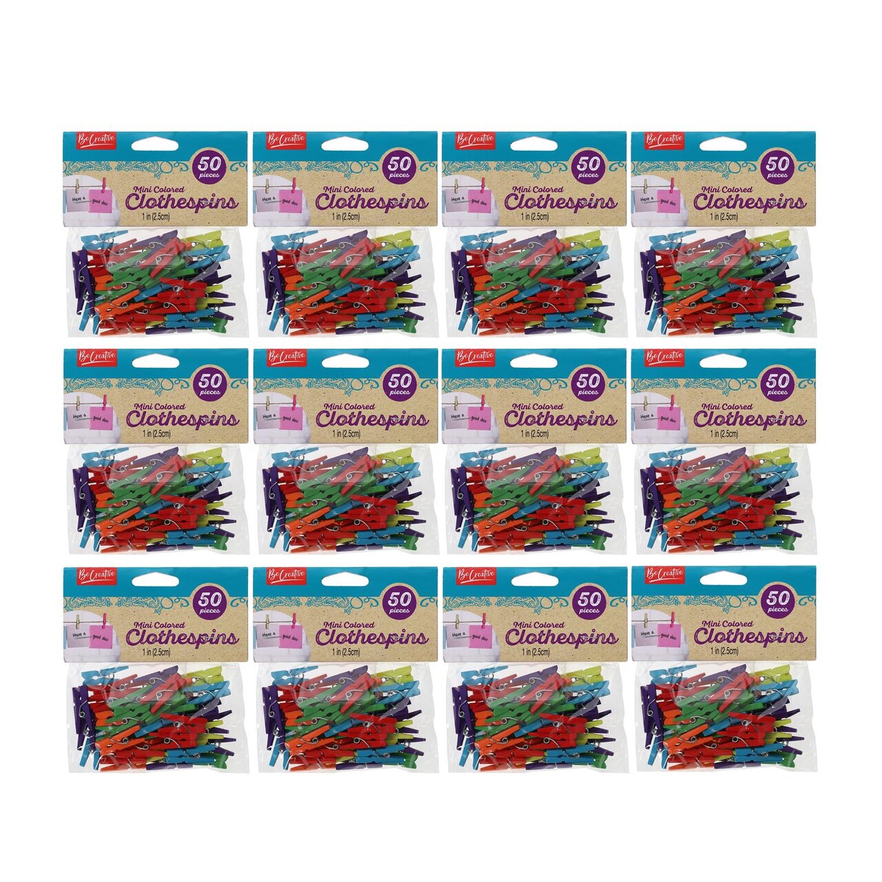 Leisure Arts Bundle Wood Clothespins 1.75" Assorted, 12Pk Of 50 - Perfect For Diy, Crafting, And Photos, Small Clothes Pins & Small Clothespins For Photos, Home Decor & More